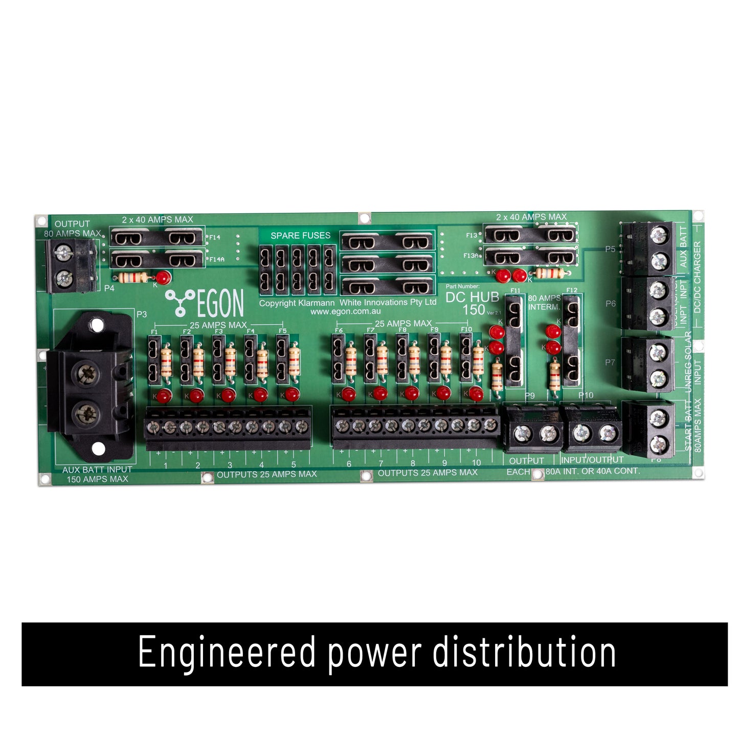 EGON DC-HUB 2.1 | POWER DISTRIBUTION HUB FOR DUAL BATTERY SYSTEMS INTEGRATED FUSE BOX